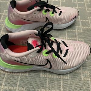 Nike Pink and Green Running Shoes size 8